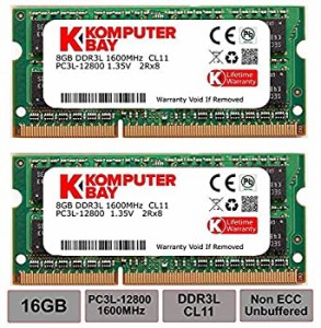 (中古品)Komputerbay 16GB 1600MHz ノートPC用メモリ 1.35V (低電圧) - 1.5V 両対応
