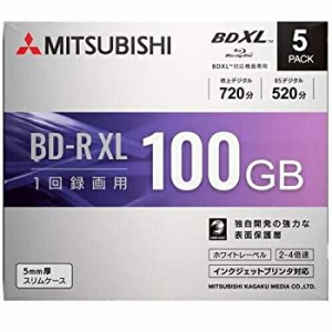 (中古品)MITSUBISHI 4倍速対応BD-R XL 5枚パック　100GB ホワイトプリンタブル VBR5