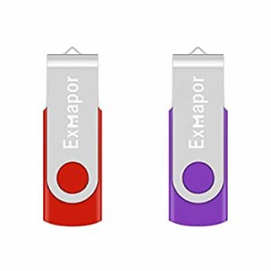 Exmapor USBメモリ 32GB 高速 マイクロUSB 回転式 2個セット（赤、紫）(中古品)