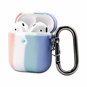 【中古】 HXT AirPodsケース かわいい おしゃれ エアポッドケース AirPodsカバー 人気 便利 防水 Airpods1 2適用 虹色C