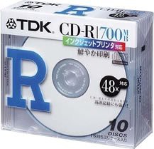 TDK CD-Rデータ用700MB 48倍速ホワイトプリンタブル 5mm厚ケース入り10枚パ（未開封・未使用品）