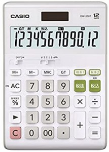 【未使用】【中古】 カシオ スタンダード電卓 W税率設定 税計算 デスクタイプ 12桁 DW-200T-N ホワイト