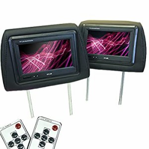 【未使用】【中古】 WVGA 7インチ ヘッドレストモニター 2個 リモコン2個 ブラック レザー