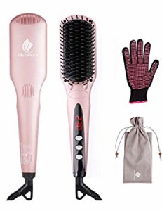 【未使用】【中古】ストレートブラシ ヘアアイロンブラシ ヒートブラシ 電熱ヘアブラシ ダブルマイナスイオン 温度ロック機能 静電気防止