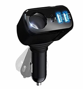 【未使用】【中古】 4in1 カーチャージャー シガーソケット usb 車載充電器 分配器 【56W 3ポート＆PD＆デュアル QC3.0急速充電】電源ソ