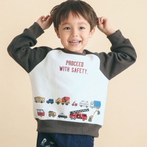 【40％OFF 2023秋冬 キッズ 子供 男の子】 SLAP SLIP（スラップスリップ） はたらく車いっぱい裏起毛ラグラントレーナー