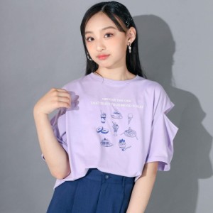 【10％OFF 2024夏物 ジュニア 子供　女の子】 ZIDDY（ジディー） 肩あきスイーツイラストTシャツ