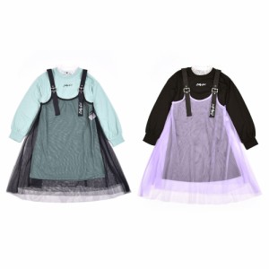 【50％OFF 2020秋冬 ジュニア 子供 女の子】 ZIDDY（ジディー） トレーナー ワンピース + チュール ジャンパースカート 2点セット