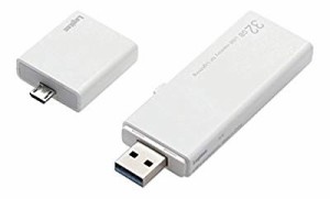 ロジテック USBメモリ 32GB USB3.0 ライトニング対応 microUSBアダプタ付 L(中古品)