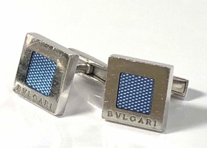 ブルガリ カフス カフリンクス SV９２５ スクエア ブルー シルバー製 カフスボタン 銀製品 青　ＢＶＬＧＡＲＩ　【中古】