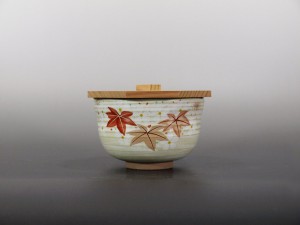 京焼・清水焼雲楽窯　飯碗(2枚)　赤抹陶釉　杉蓋付　伝統工芸　手作り　和食器セット