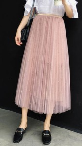 スカート ロングスカート フレアスカート マキシスカート チュールスカート ロング 大きいサイズ チュールのスカート ピンク ハイウエス