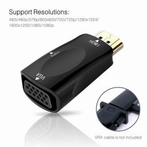 HDMI変換 HDMI TO VGA 変換アダプタ d-sub 15ピン 金メッキ 高速 1080p PC DVD HDTV [メール便発送]tecc-hdvgaada