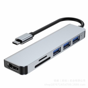 SDカードリーダー Type-C USB3.0 3ポート 6in1 HDMI 4K hub PS4 対応 USB-C 速データ転送 MacBook ad-6inhub02