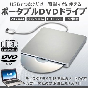 Windows10/11対応　USB2.0 スリム　DVDドライブ スロットイン 外付け パソコン用DVDプレーヤー DVD RW CD 高速24X 読み書き対応　TEC-RIN