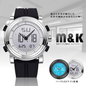 M&K 次世代 腕時計 ウォッチ デジタル アナログ LED搭載 バックライト カレンダー 日付 曜日 アラーム 目覚まし ストップウォッチ TEC-MA