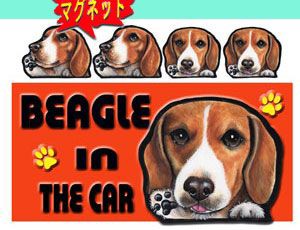 マグネット/犬ステッカー/ビーグル2/犬[名前・ネーム入れOK!!] 愛犬/雑貨/グッズ/DOG IN CAR/オリジ