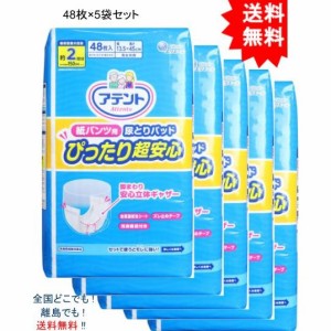 【5個セット】アテント 紙パンツ用尿とりパッド ぴったり超安心 男女兼用 約2回吸収 48枚入【お届けまで約１週間】【送料無料】