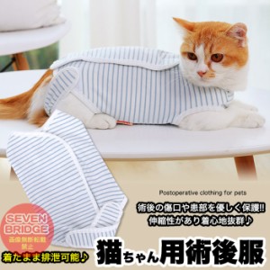 猫 術後服 術後ウェア ボーダー 服 傷 舐めない 傷口保護 ペット用品  ペット服 エリザベスカラー h0346