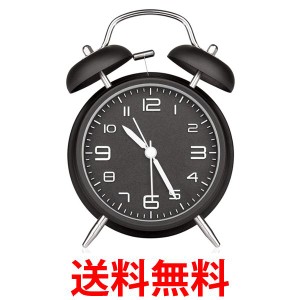 目覚まし時計 ブラック 起きれる大音量 子供 置き時計 アナログ 電池式 レトロ アラーム ライト (管理S) 送料無料