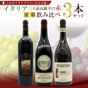 【送料無料】これぞイタリアワインの玉手箱！イタリア三大最高級辛口赤ワイン豪華飲み比べ3本セット！名門ワイナリー探訪スペシャル セッ