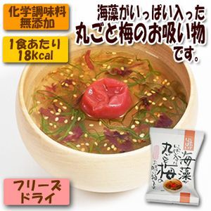 フリーズドライ 無添加 お吸い物 海藻がいっぱい入った丸ごと梅のお吸い物です 6.1ｇ×10袋 コ