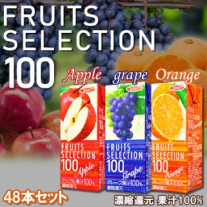 フルーツセレクション パックジュース3種類計48パック (アップル オレンジ グレープ)