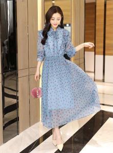 韓国 オルチャン ワンピース ロング丈 長袖 ブラウス ハイウエスト アコーディオンスカート リボン スウィーツ柄 エレガントの通販はau Pay マーケット Happy Toon Wowma店 商品ロットナンバー