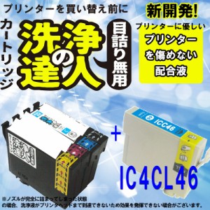 エプソン　epspn ic4cl46 ic46-C シアン 洗浄の達人と互換インクセット　プリンター