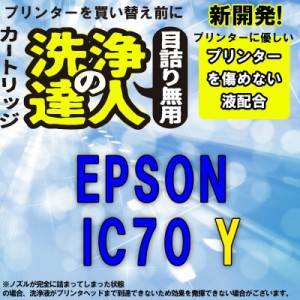 【印刷トラブルお任せ】洗浄の達人　IC6CL70L(Y イエロー)洗浄液 エプソンic70L洗浄カートリッジ　互換インク プリンターインク　洗浄