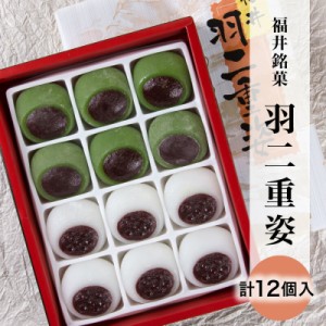 ひと箱で2種類味わえる 福井銘菓 羽二重姿12個入り(白6個+よもぎ6個)