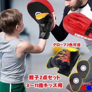 キッズ 子供用 ボクシング グローブ ミット セット パンチンググローブ 肉厚 ハンドミット ２個セット キックボクシング パンチング ミッ