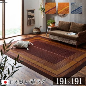 マット おしゃれ い草ラグカーペット ランクス 191x191cm 日本製 九州産い草 消臭効果 調湿効果 リビング ダイニング 子供部屋 寝室 涼し