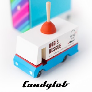 ニューヨーク・ブルックリン発 Candylab(キャンディラボ) Plumbing Van CND U646 トイカー ミニカー トイレ レスキュー 子供 木製 アメ車