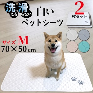 ペットシーツ サイズM 洗える 2枚セット ペットマット おしっこマット 猫 犬 おしっこパッド トイレシート 防水 70×50cm