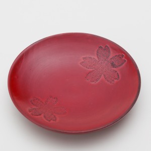 天然木製 ４寸 銘々小皿 桜 根来 漆塗り 12.8cm k_name