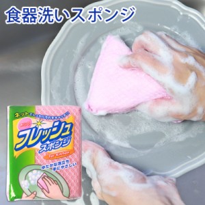  食器用 スポンジ キッチン フレッシュスポンジ コンパクト ネットスポンジ ふわふわ泡 ソフトタイプ ネットタイプ 食器洗い クリーナー 