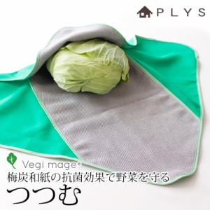 PLYS ベジマジ つつむ 野菜保存 野菜 収納 冷蔵庫保存 フタ付き 保存容器 野菜保存 梅炭生地 梅炭和紙 抗菌効果 冷蔵庫収納 野菜室 包む 