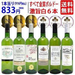 ワイン ワインセット すべて金賞フランス名産地ボルドー辛口白激旨６本セット 送料無料 ^W0WKA7SE^