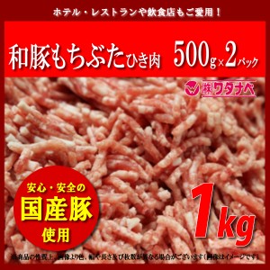 冷凍 国産豚ひき肉 500g×2パック 計1kg 和豚もちぶた使用 真空パック 餃子やハンバーグにも 豚ミンチ 挽き肉