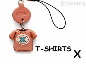 Tシャツ X （青） 携帯ストラップレザー 本革 VANCA/バンカクラフト革物語 40654