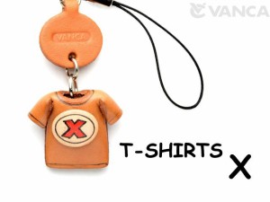 Tシャツ X （赤） 携帯ストラップレザー 本革 VANCA/バンカクラフト革物語 40854