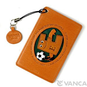 サッカー E イニシャル  パスケース/定期入れレザー 本革 VANCA/バンカクラフト革物語 65187