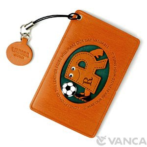 サッカー R イニシャル パスケース/定期入れレザー 本革 VANCA/バンカクラフト革物語 65197