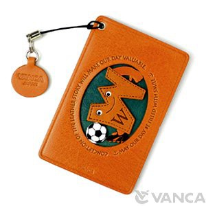 サッカー W イニシャル パスケース/定期入れレザー 本革 VANCA/バンカクラフト革物語 65201