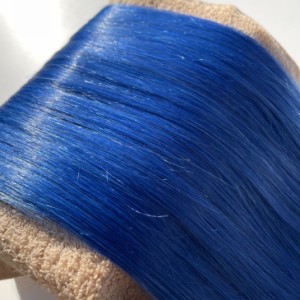 [ ブルー 青 ] シール エクステ 人毛 ロング ヘアエクステ カラーエクステ 長さ52cm 10枚セット 送料無料