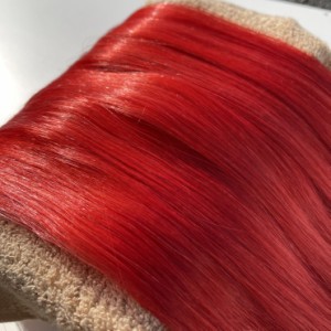 [ レッド 赤 ] シール エクステ 人毛 ロング ヘアエクステ カラーエクステ 長さ52cm 10枚セット 送料無料