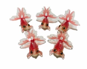 立体 金魚 チャーム 赤色　5個セット アクリルパーツ 資材 素材 アクセサリー パーツ 材料 ハンドメイド