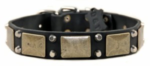 Dean and Tyler "THE ANTIQUE" Leather Dog Collar with Solid Brass Hardware - Black - Size 24-Inch b
