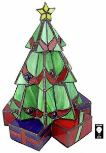 Design  TF10041クリスマスツリーステンドグラスランプイルミネーション彫刻、小型、フルカラー